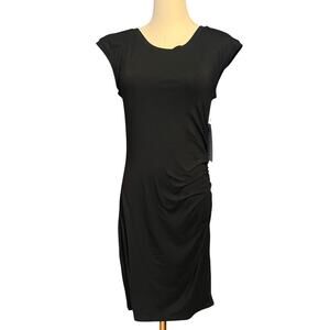 ATHLETA WOMEN'S BLACK CAP SLEEVE CAREFREE TEE DRESS NWY Sz S